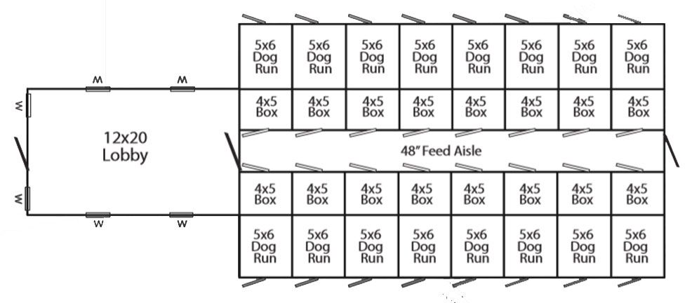24x60 Commercial Kennel Layout