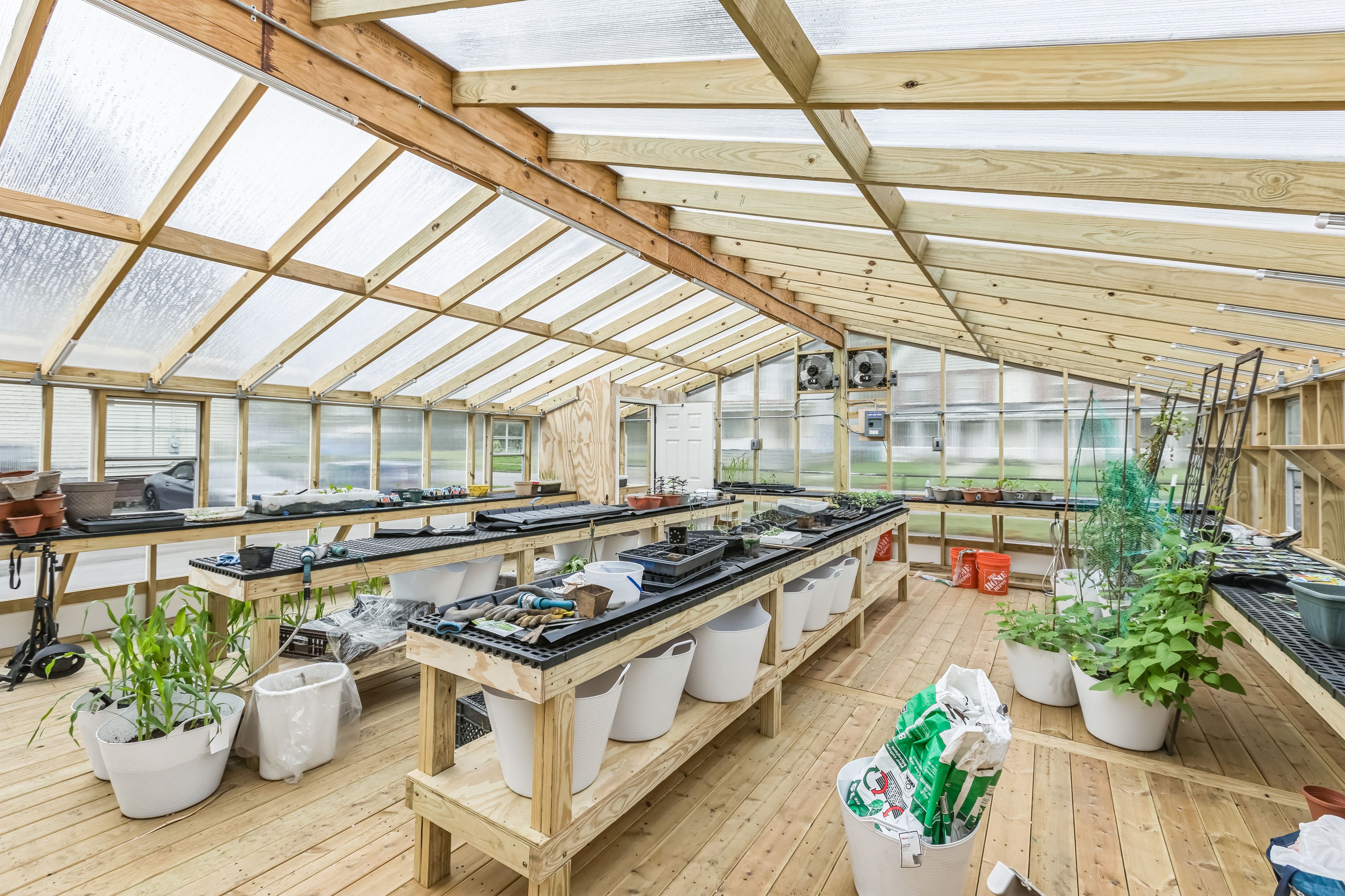 Double Wide Greenhouse Interior
